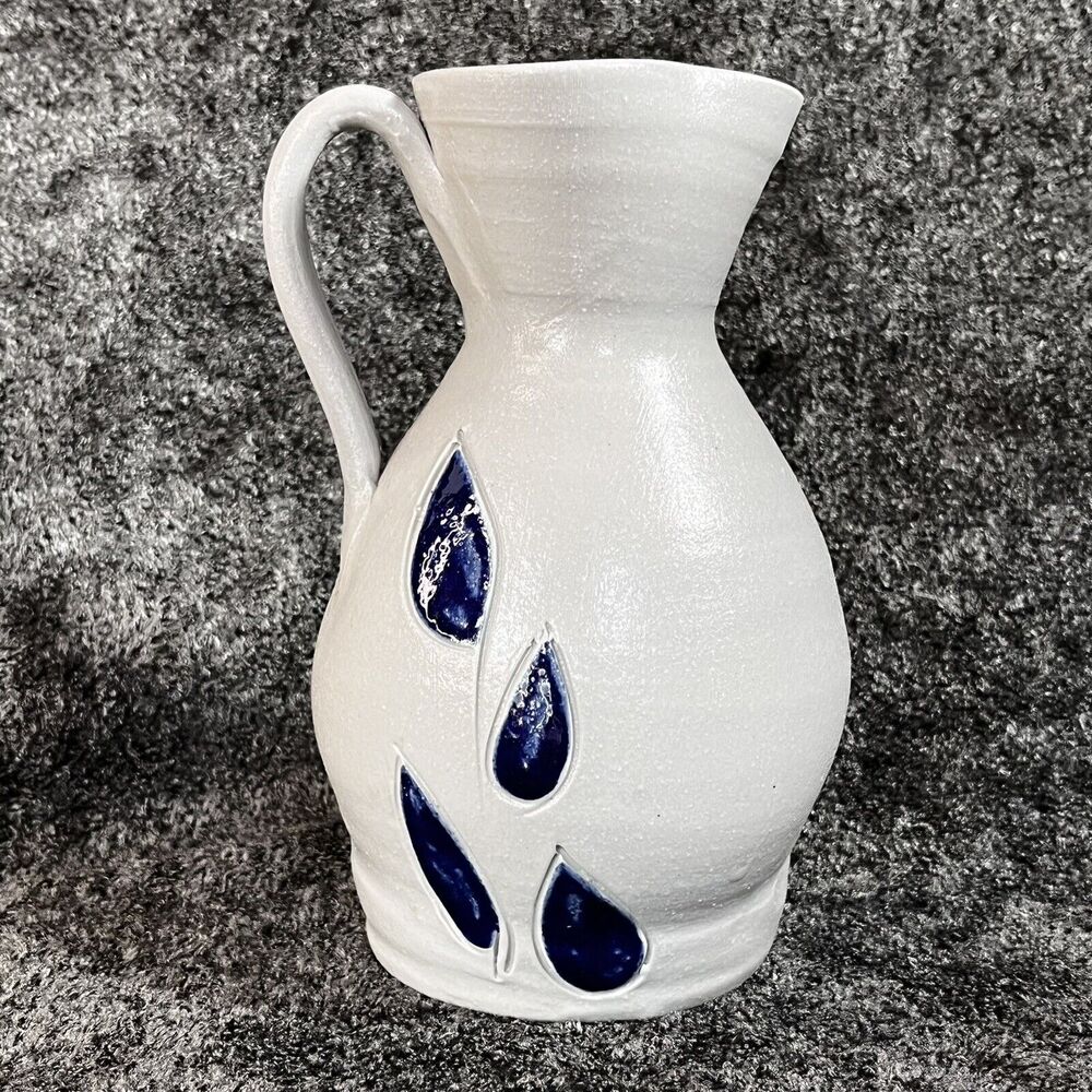 Williamsburg Pottery Salt Glazed Stoneware Vessell Cobalt Blue Deco 7.5" x 4.5"